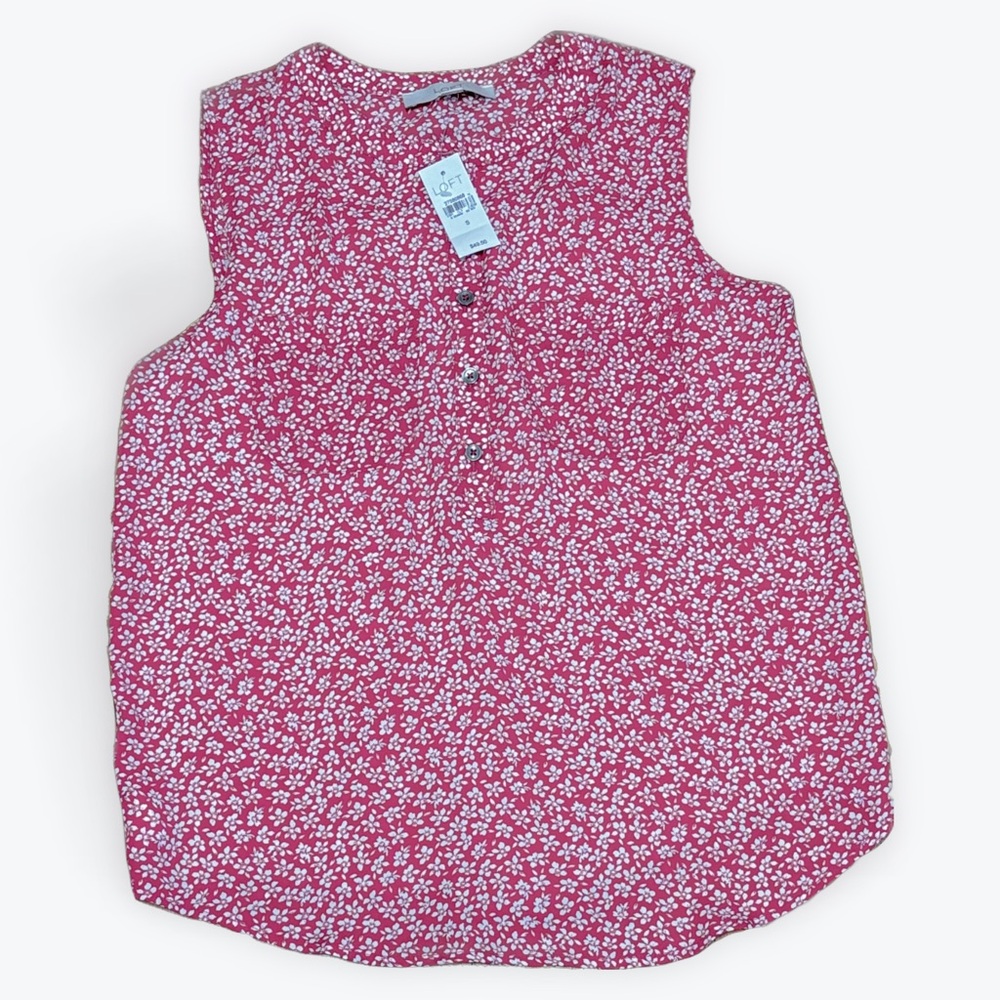 LOFT Red Floral Sleeveless Top